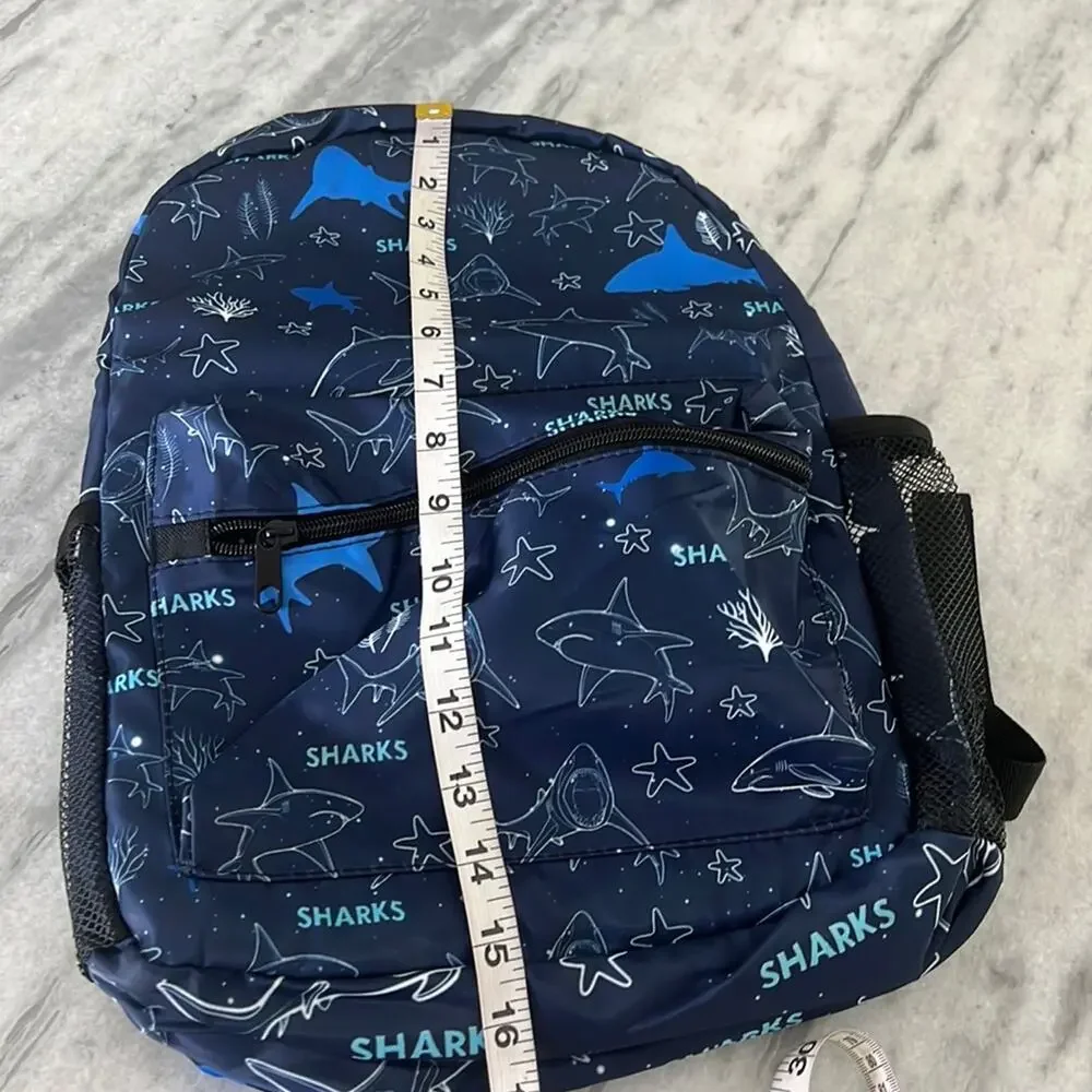 Shark Print Child’s Backpack New without Tags Lightweight Back to School
